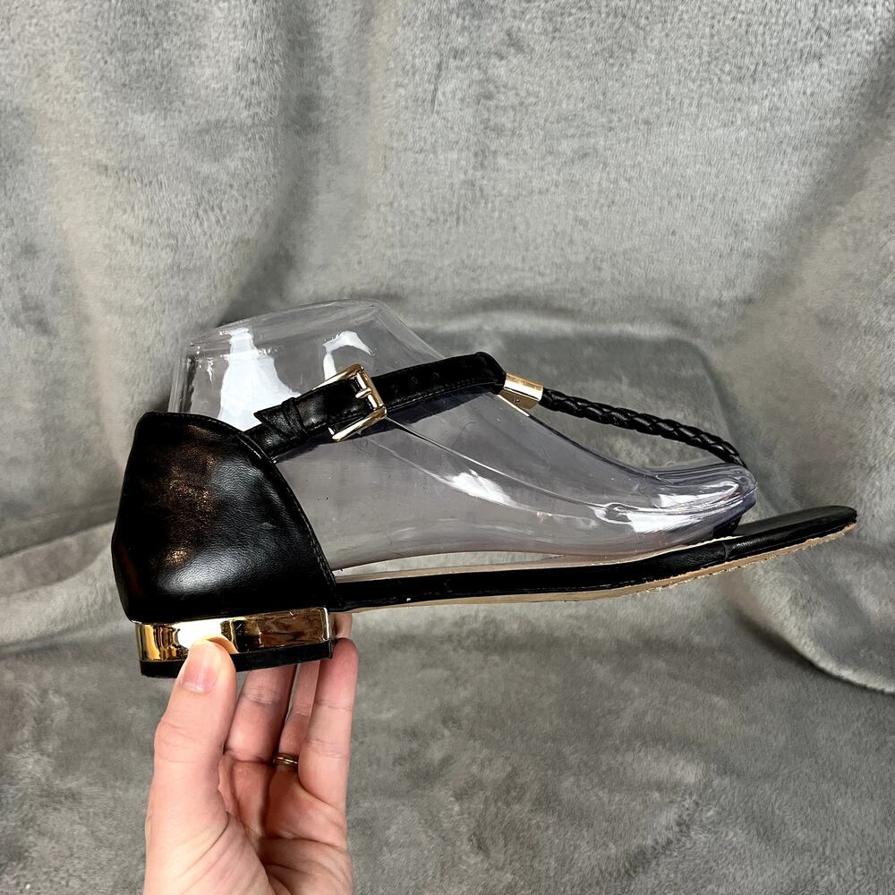 Vince Camuto Thong Flat Sandals Womens 8.5 Black Leather Summer - Picture 10 of 11